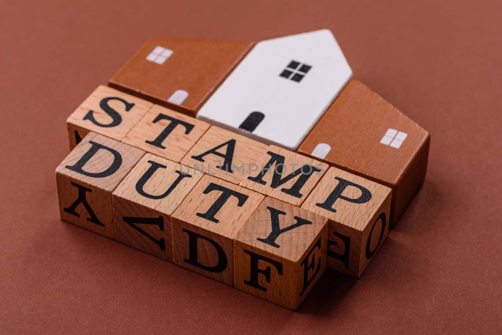 Stamp duty tax, property investment concept, business processes related to real estate. Stamp duty inscription as a background for business design