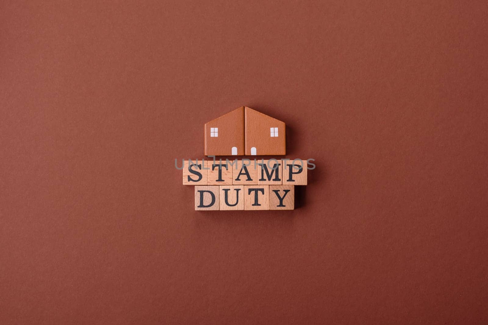 Stamp duty tax, property investment concept, business processes related to real estate. Stamp duty inscription as a background for business design