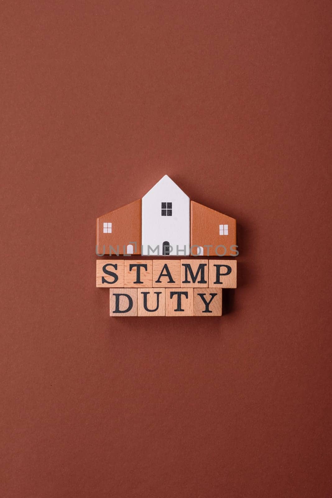 Stamp duty tax, property investment concept, business processes related to real estate. Stamp duty inscription as a background for business design