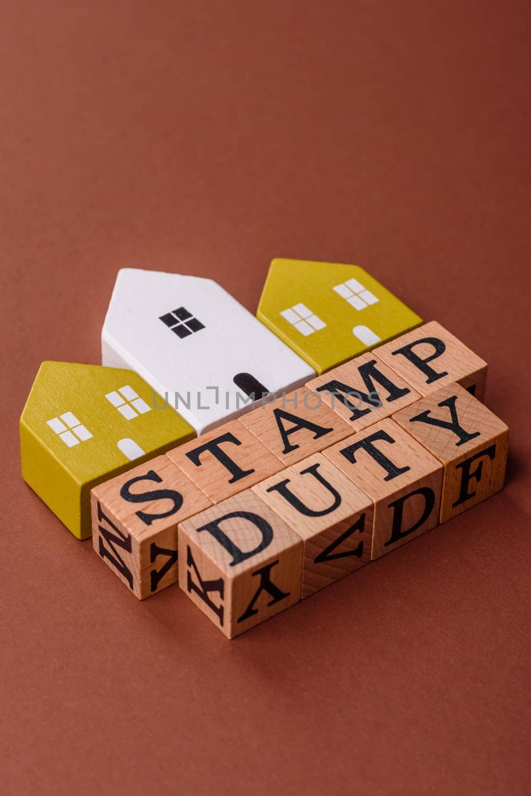 Stamp duty tax, property investment concept, business processes related to real estate. Stamp duty inscription as a background for business design