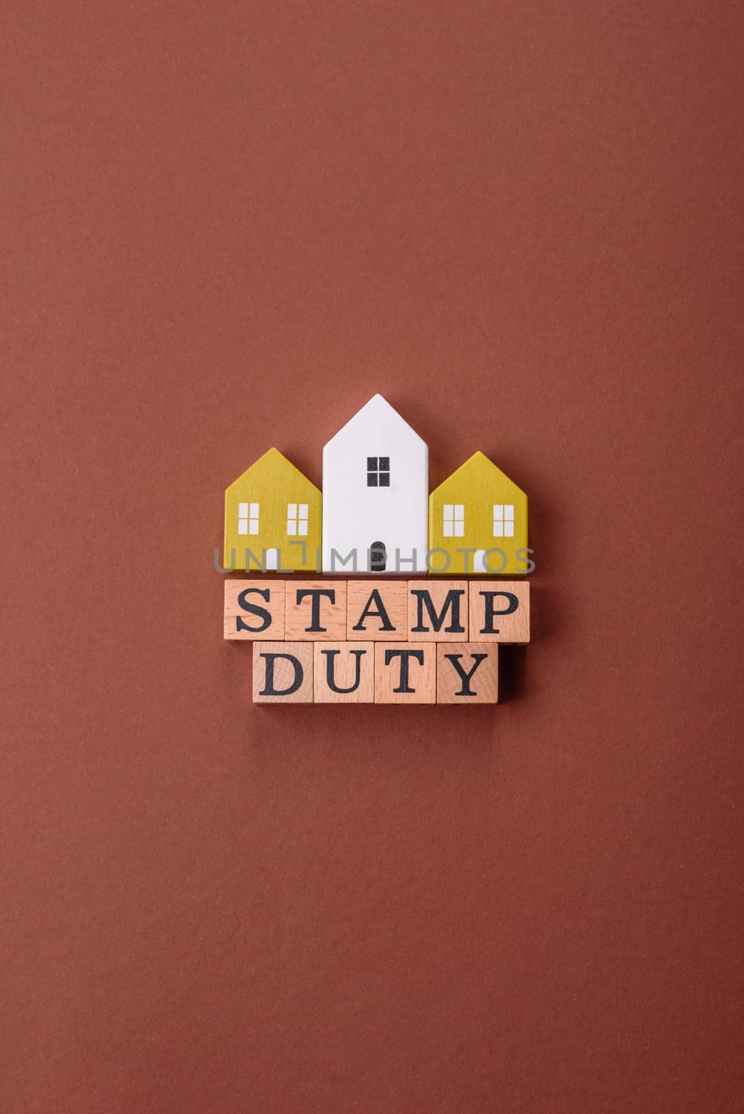 Stamp duty tax, property investment concept, business processes related to real estate. Stamp duty inscription as a background for business design