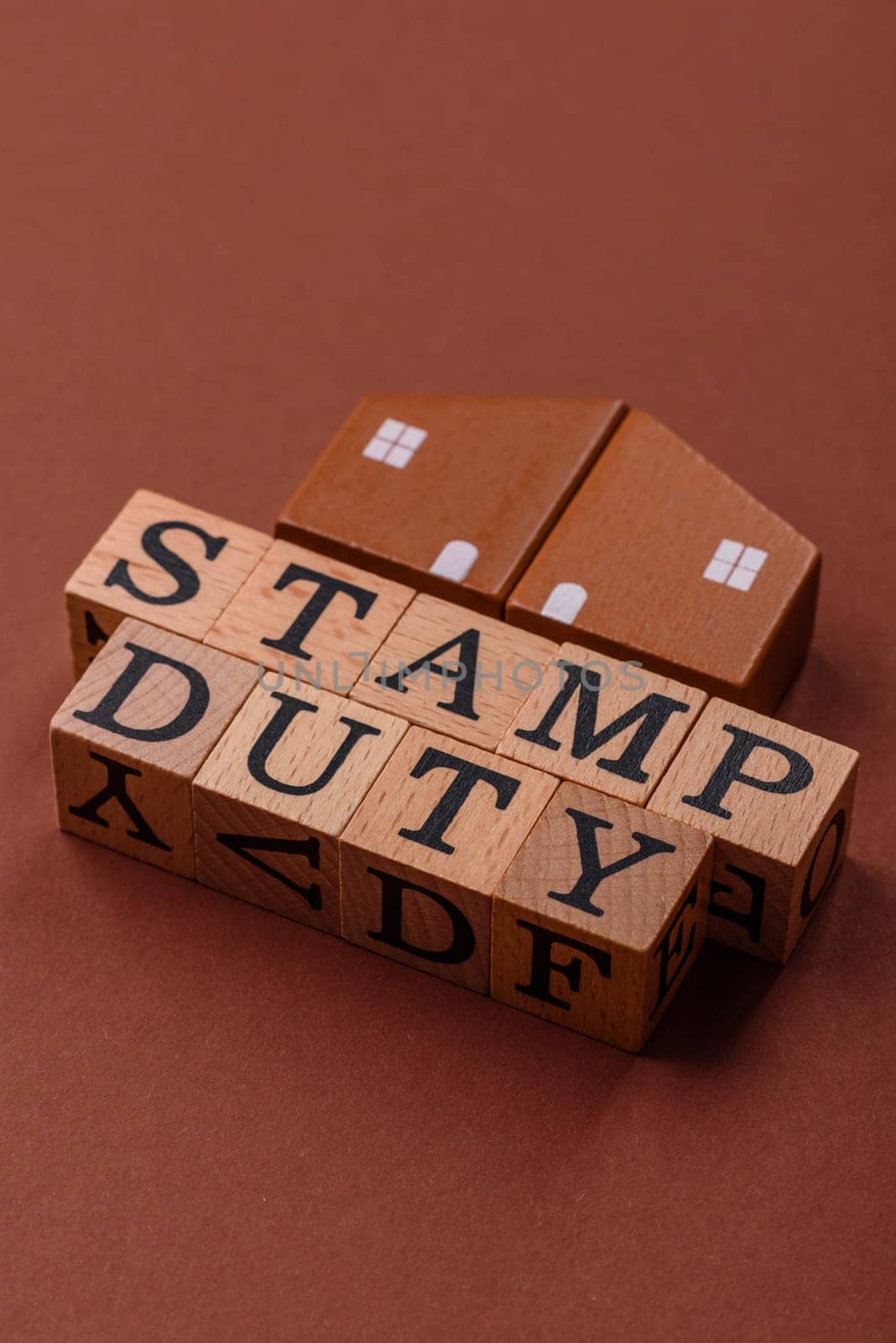 Stamp duty tax, property investment concept, business processes related to real estate. Stamp duty inscription as a background for business design