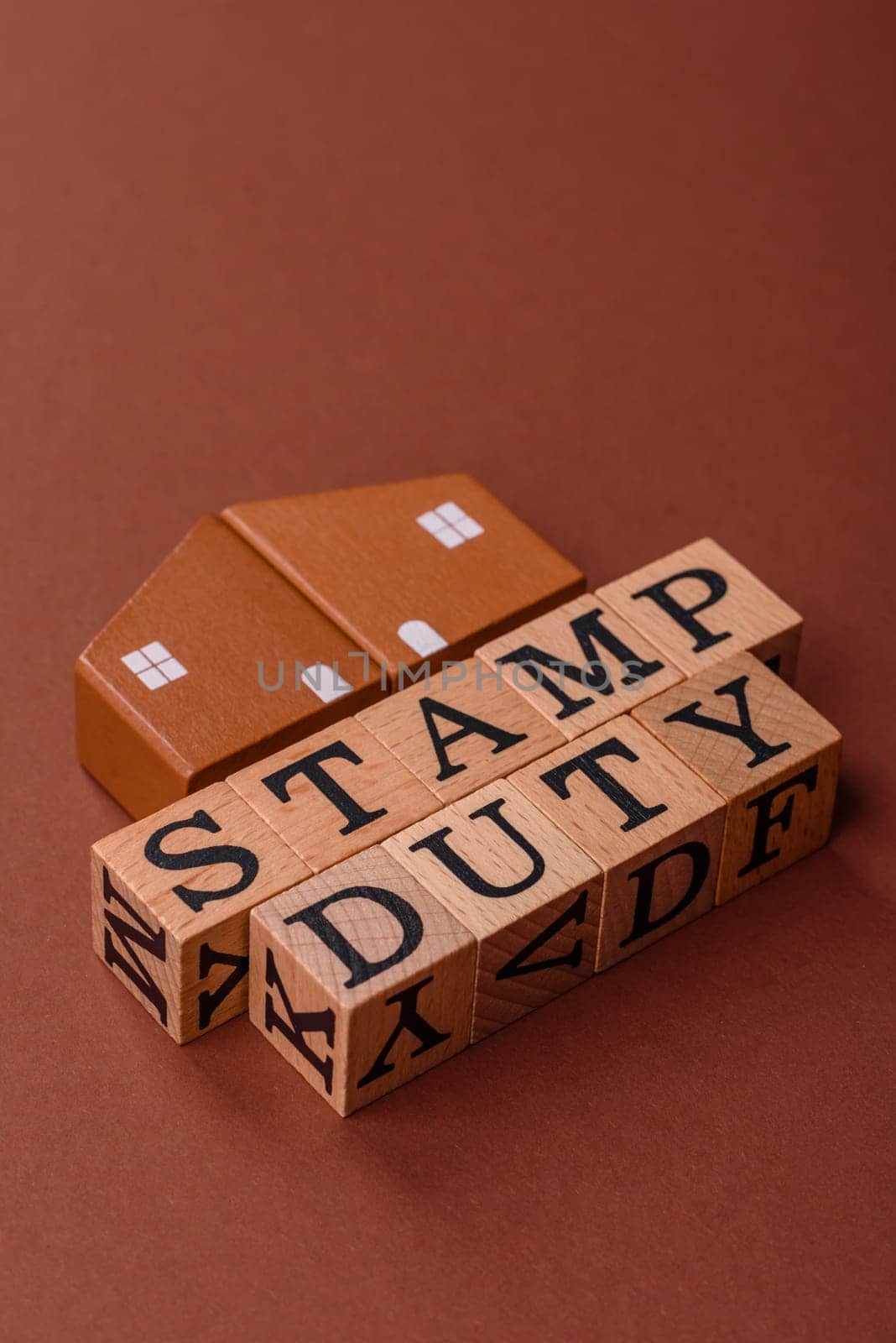Stamp duty tax, property investment concept, business processes related to real estate. Stamp duty inscription as a background for business design