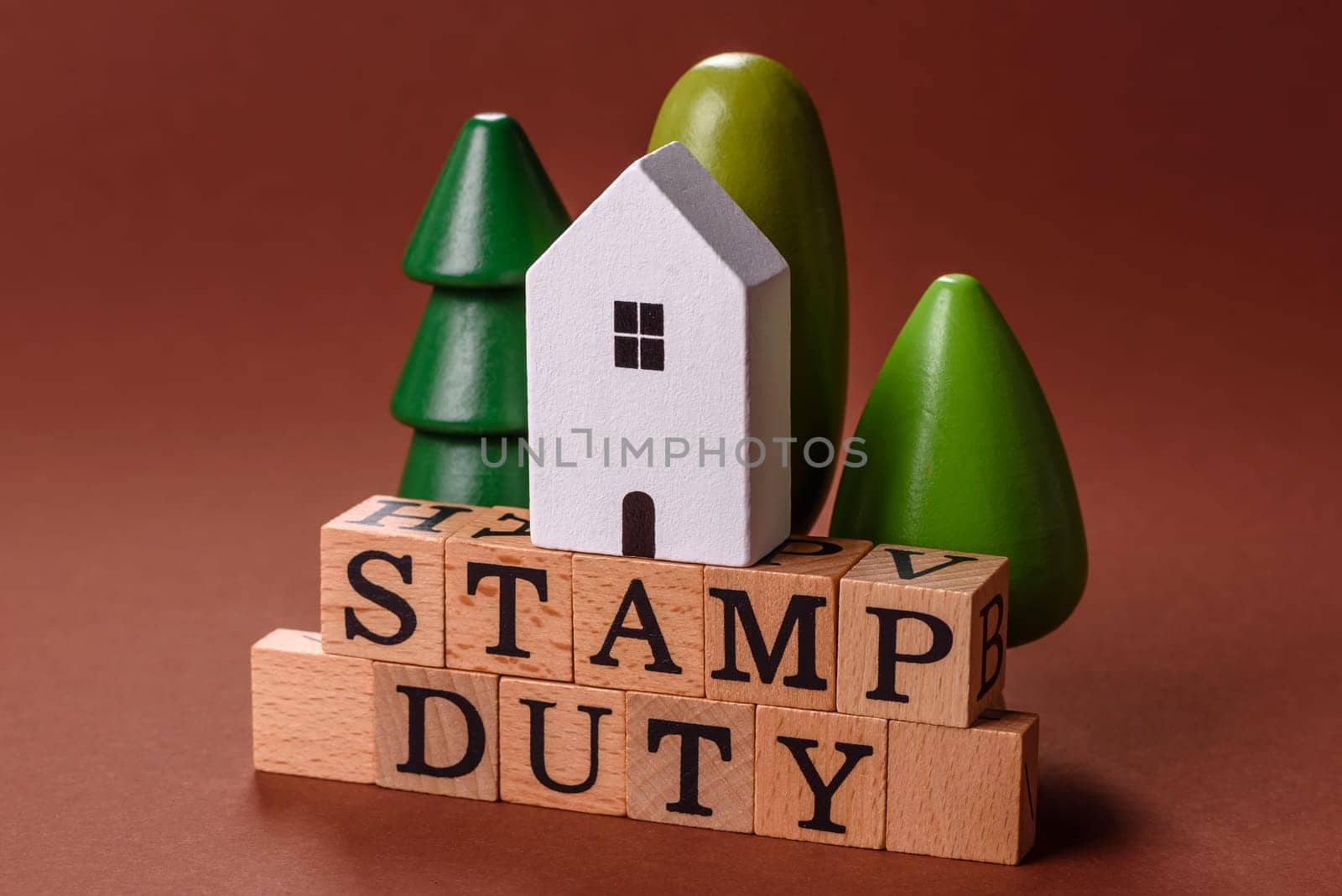 Stamp duty tax, property investment concept, business processes related to real estate. Stamp duty inscription as a background for business design