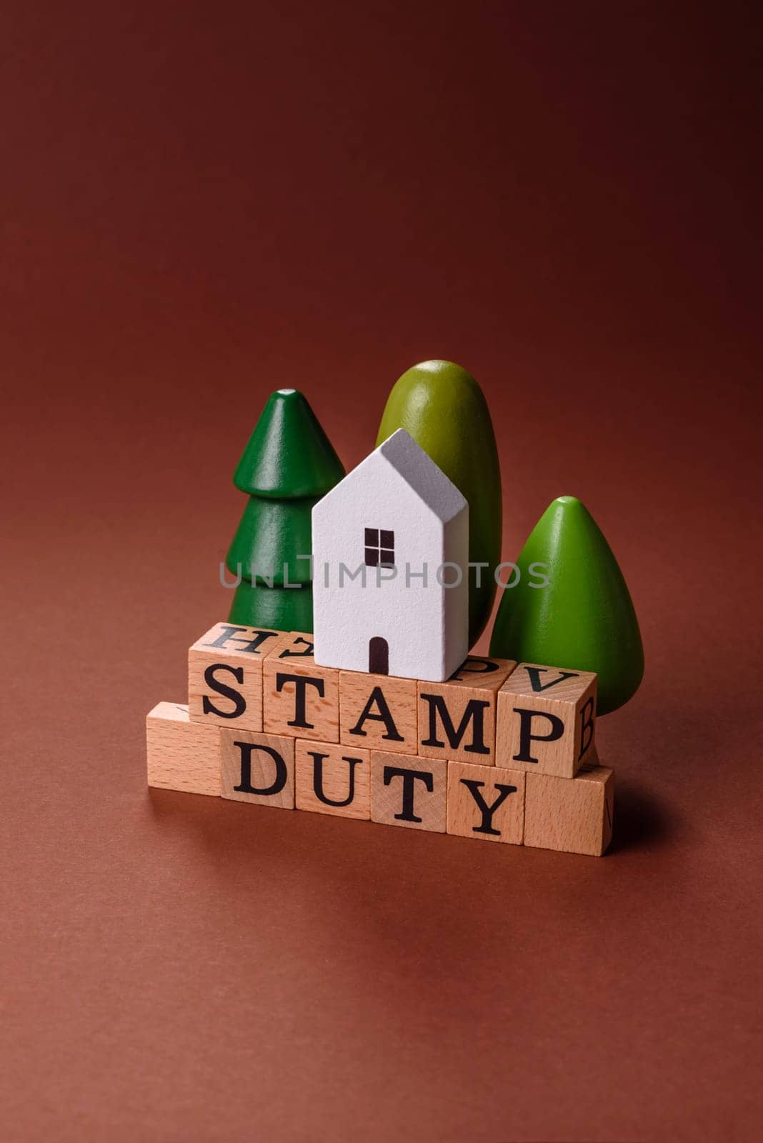 Stamp duty tax, property investment concept, business processes related to real estate. Stamp duty inscription as a background for business design
