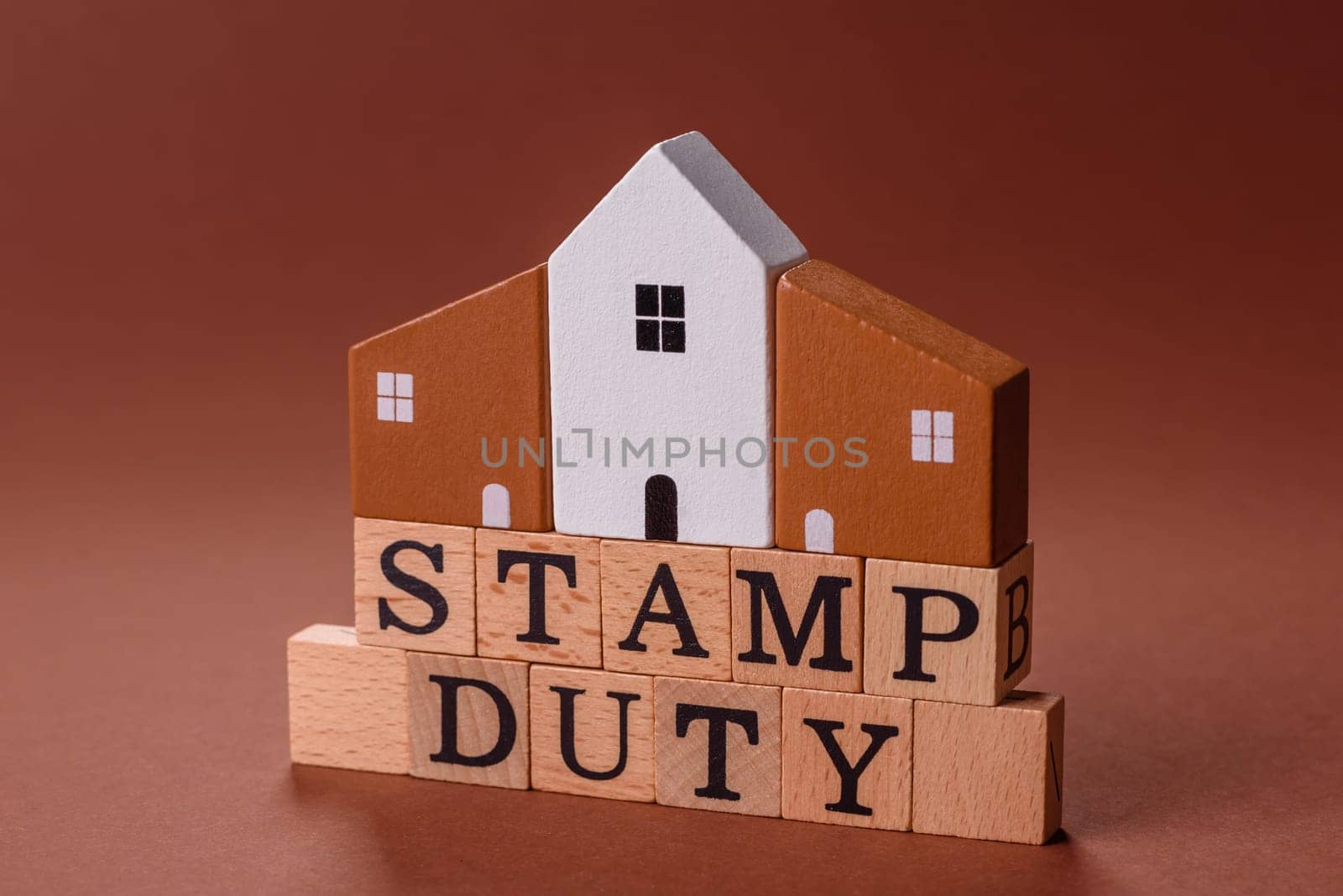 Stamp duty tax, property investment concept, business processes related to real estate. Stamp duty inscription as a background for business design