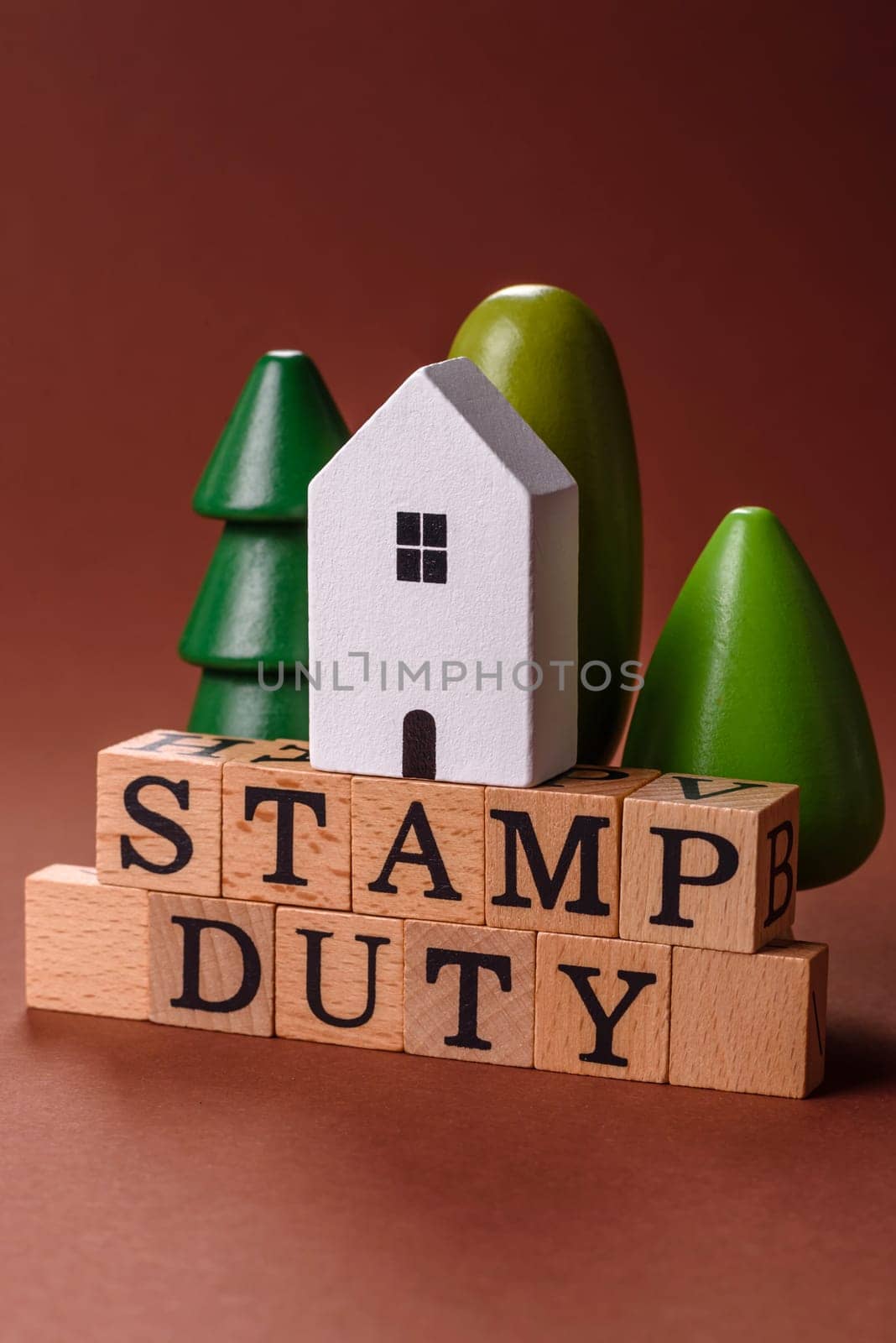 Stamp duty tax, property investment concept, business processes related to real estate. Stamp duty inscription as a background for business design
