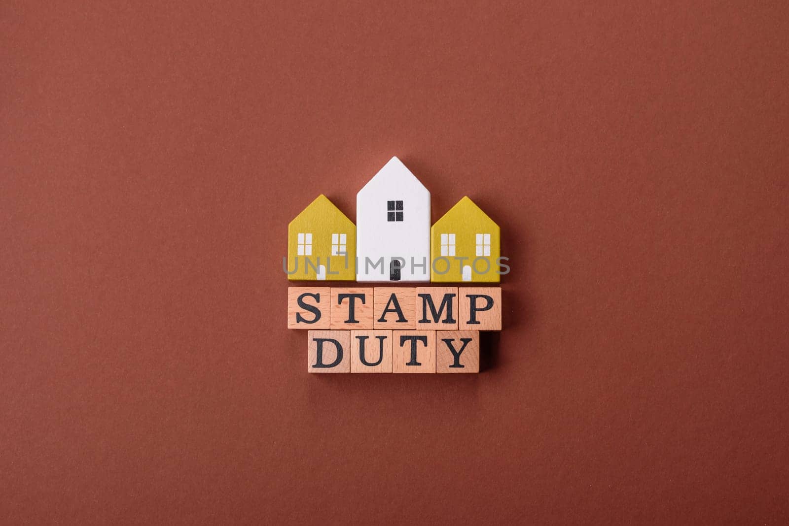 Stamp duty tax, property investment concept, business processes related to real estate. Stamp duty inscription as a background for business design