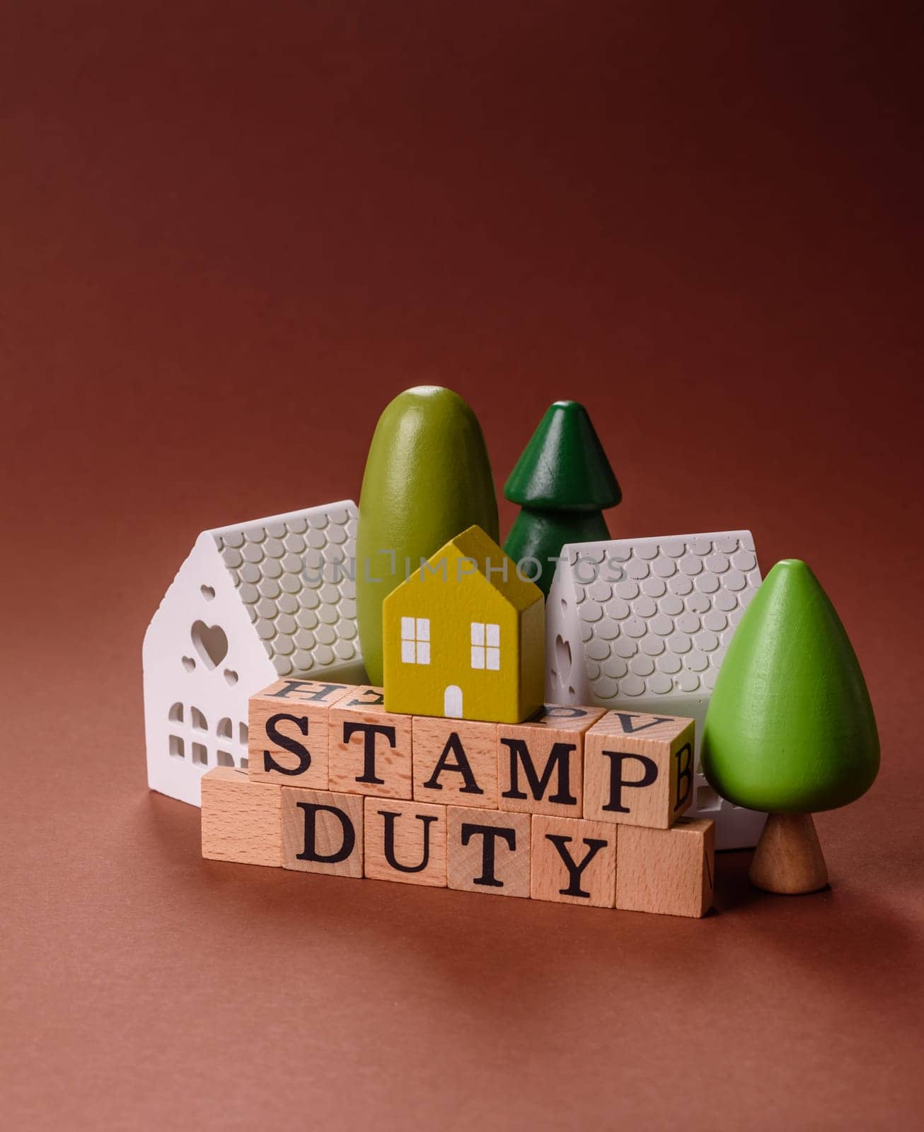 Stamp duty tax, property investment concept, business processes related to real estate. Stamp duty inscription as a background for business design