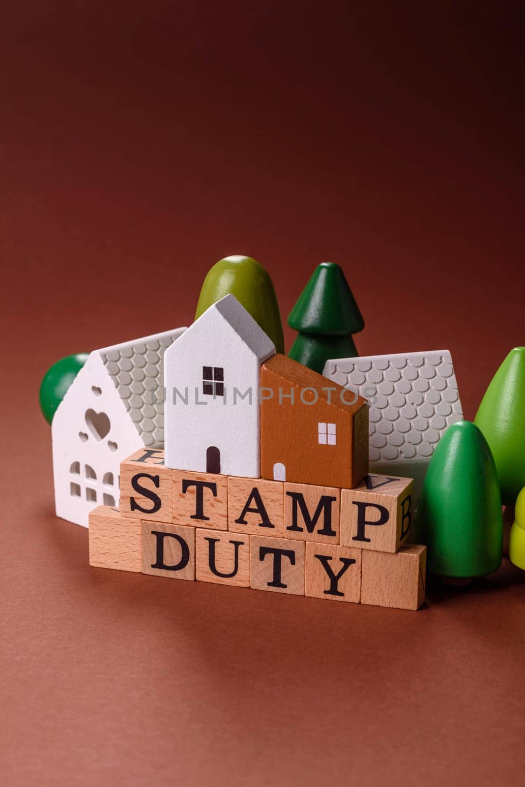 Stamp duty tax, property investment concept, business processes related to real estate. Stamp duty inscription as a background for business design