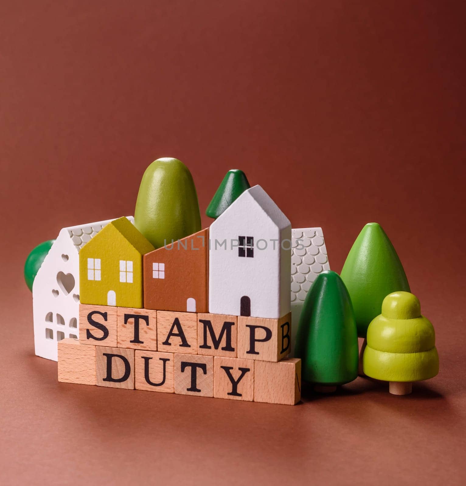 Stamp duty tax, property investment concept, business processes related to real estate. Stamp duty inscription as a background for business design