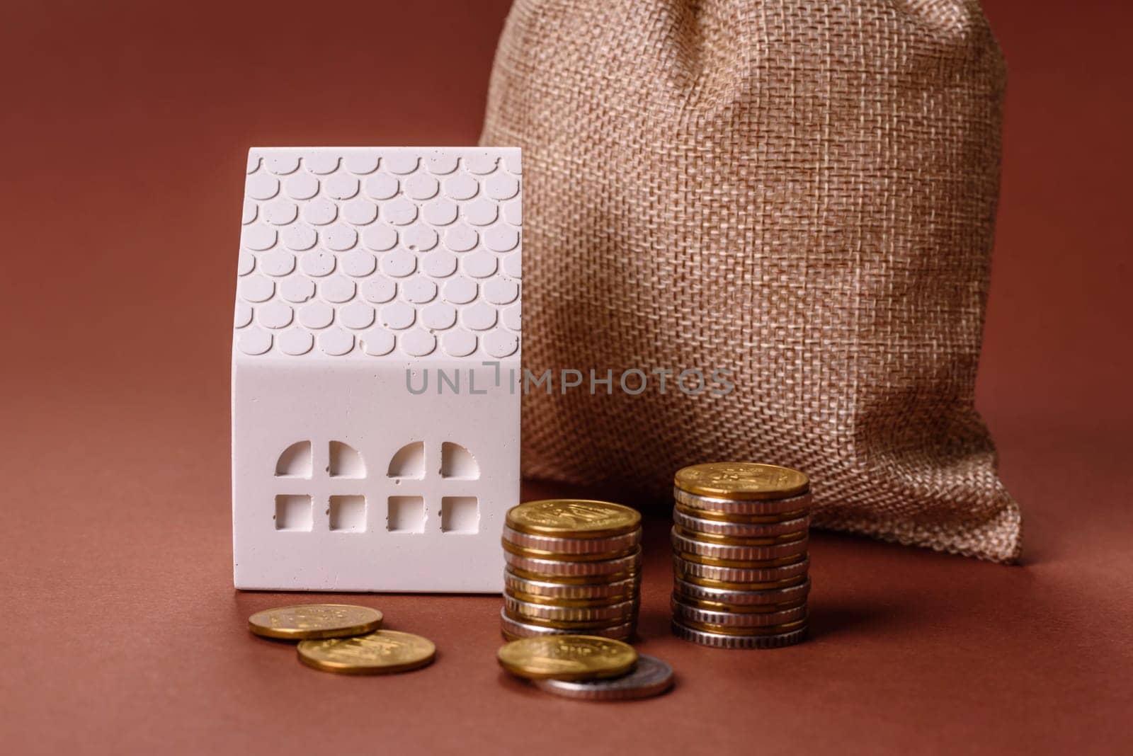 Money, property and loan, conceptual business background. Investments in property or land