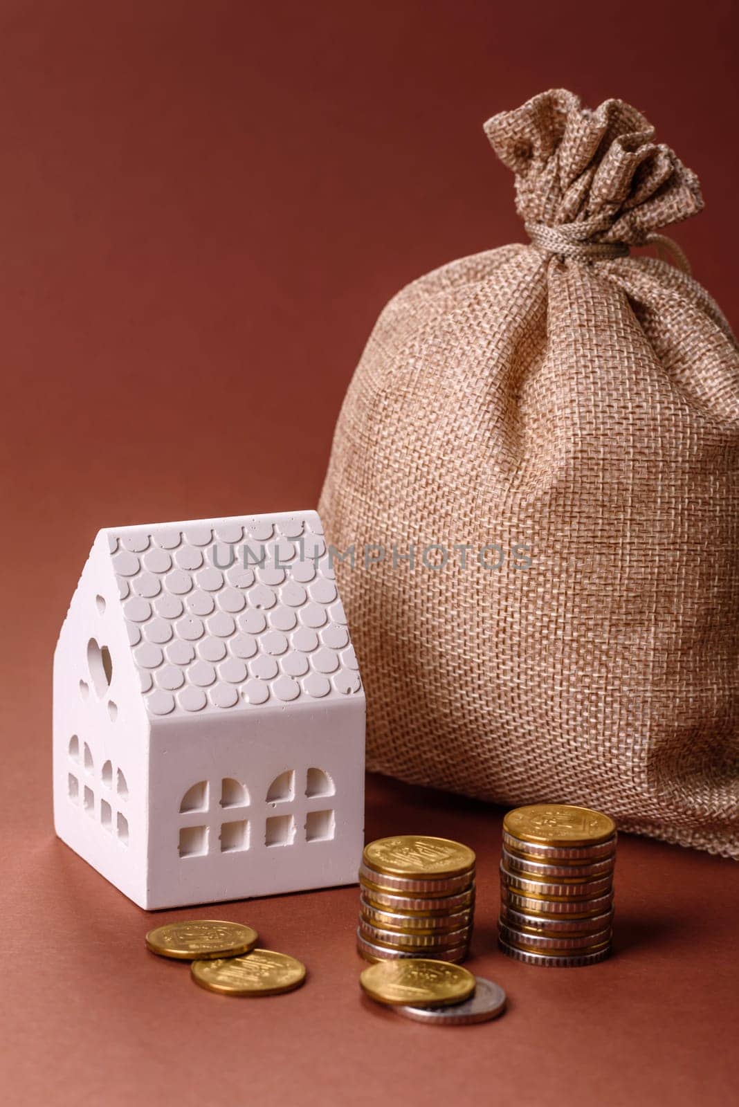 Money, property and loan, conceptual business background. Investments in property or land