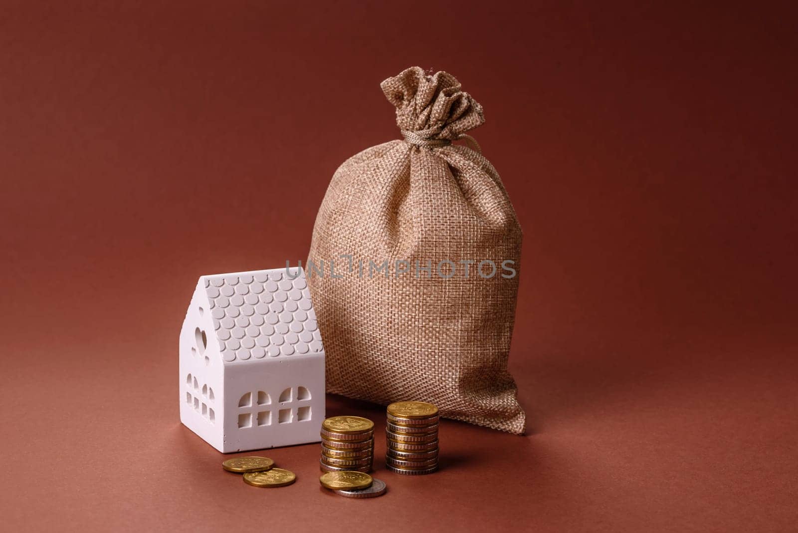 Money, property and loan, conceptual business background. Investments in property or land