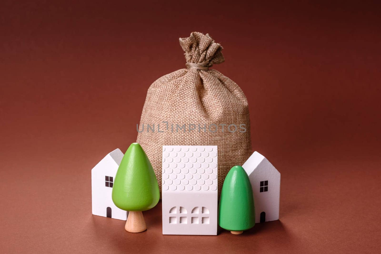 Money, property and loan, conceptual business background. Investments in property or land