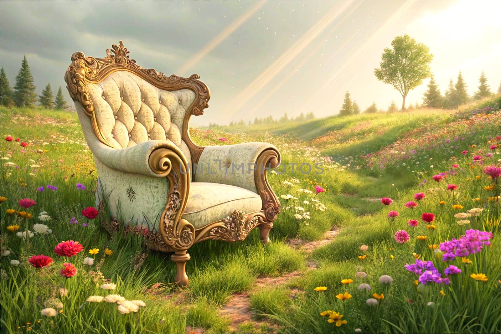 a comfortable chair, typically upholstered, with side supports for a person's arms