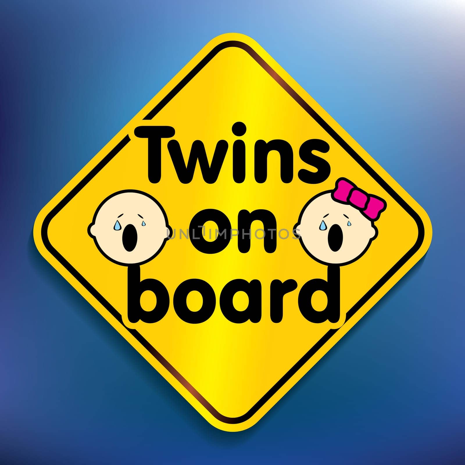 Twins on board sticker - vector illustration