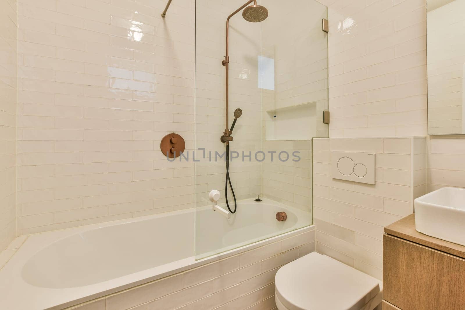 a bathroom with a toilet, sink and bathtub in the same room on the other side of the wall
