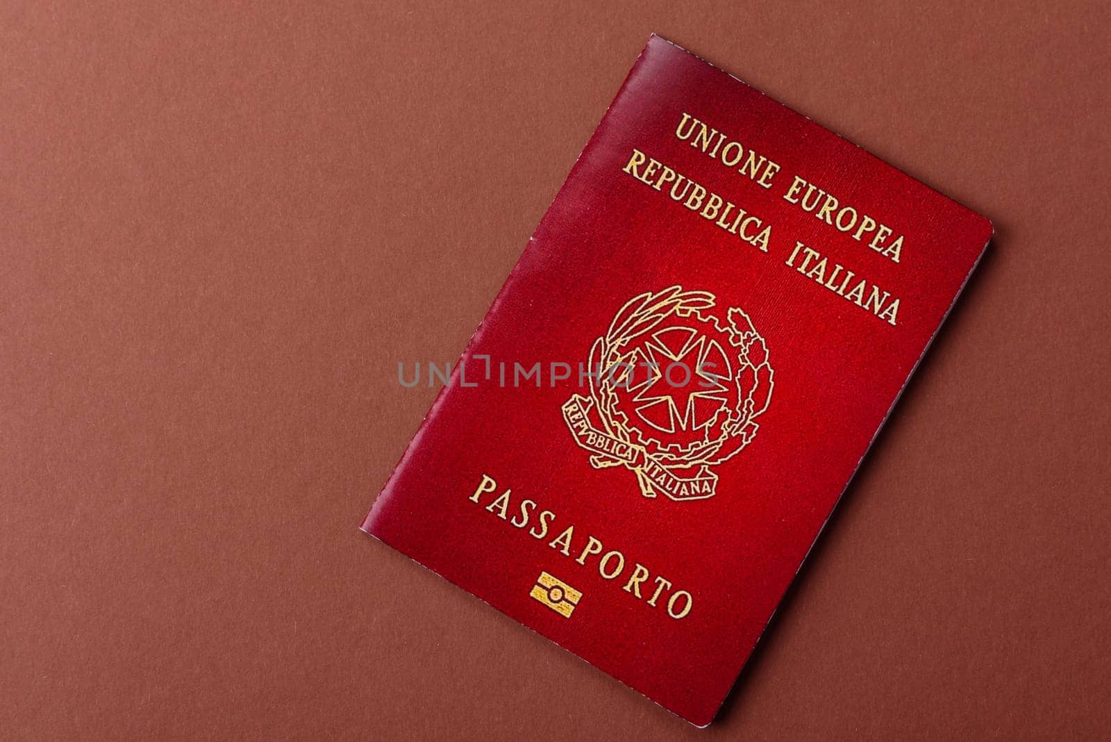 Italy passport for travelling, flying and doing business. Italian document, id for crossing the border