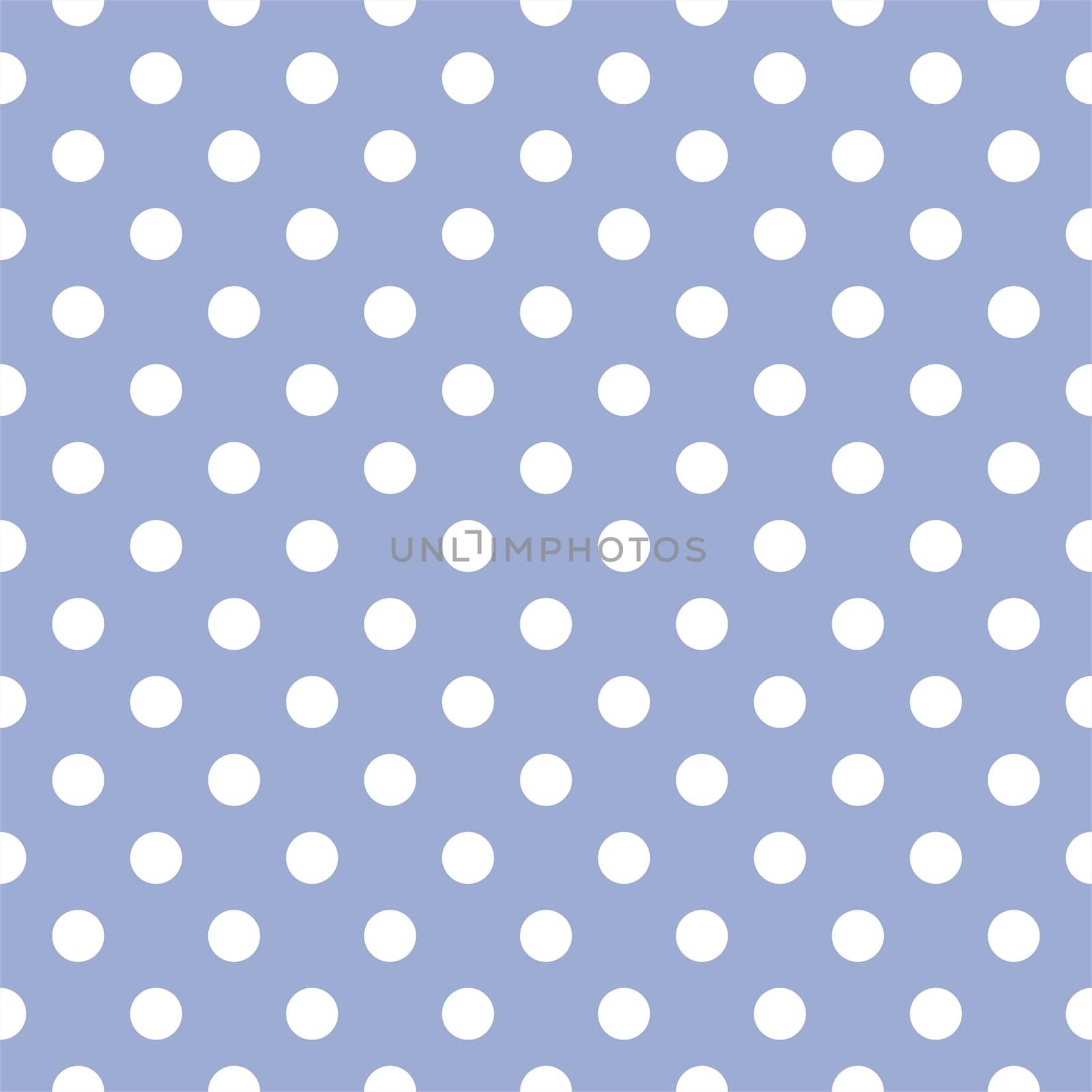Seamless vector pattern with white polka dots on a pastel blue background. For web design, desktop wallpaper, kids background, art, decoration or scrapbook.