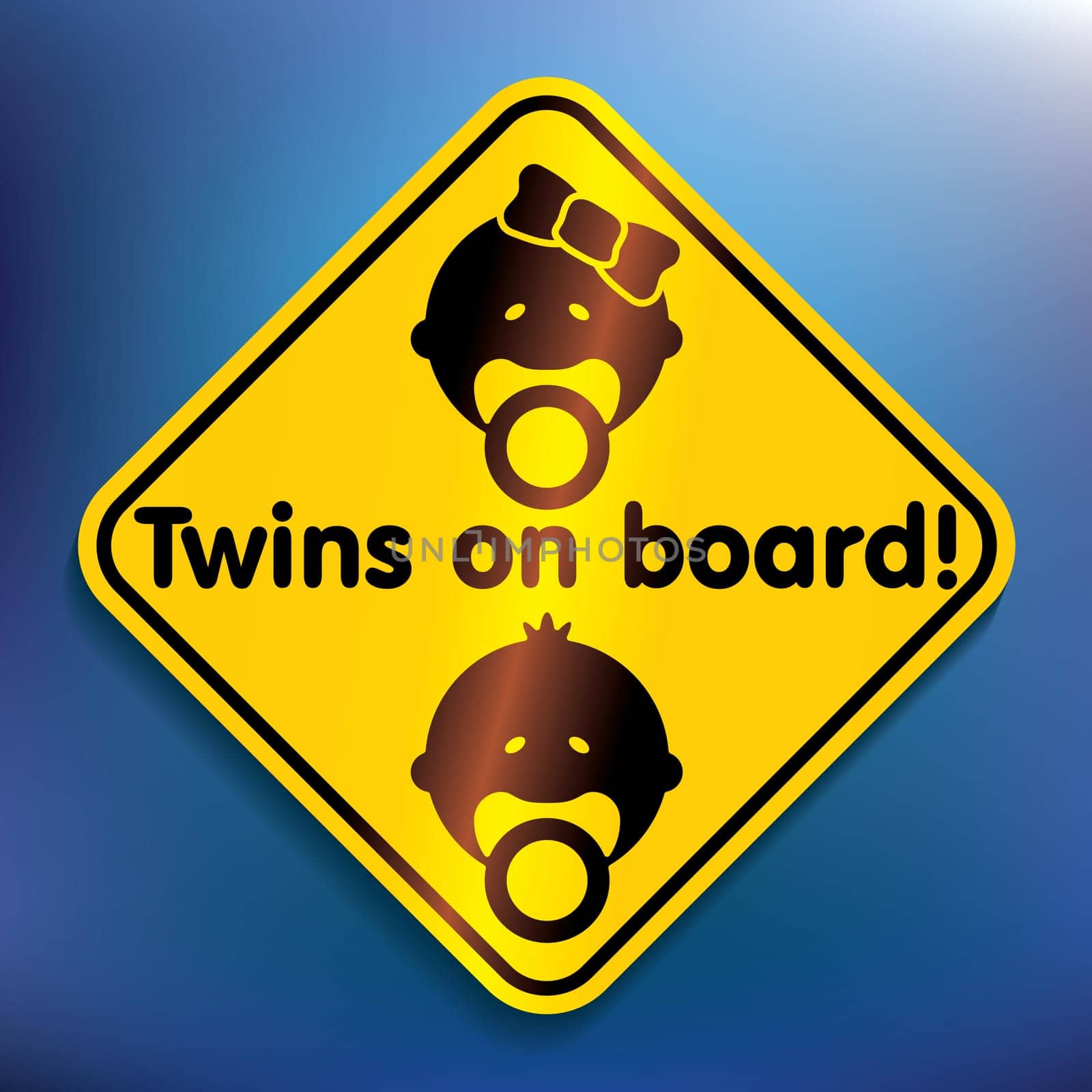Twins on board sticker - vector illustration
