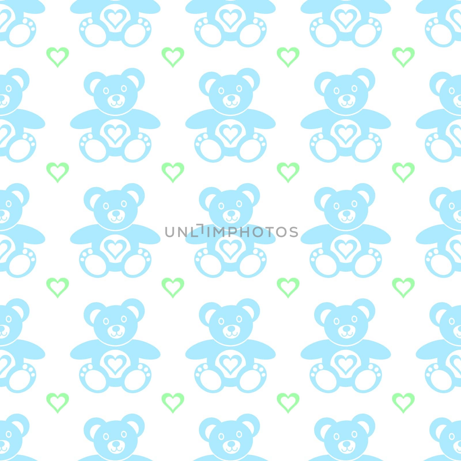 Seamless pattern made of cute blue teddy bears