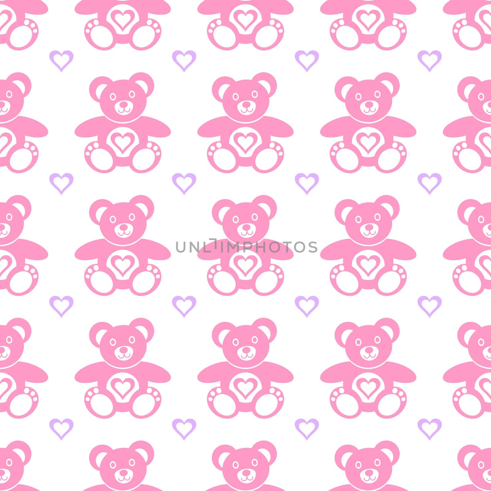 Seamless pattern made of cute pink teddy bears