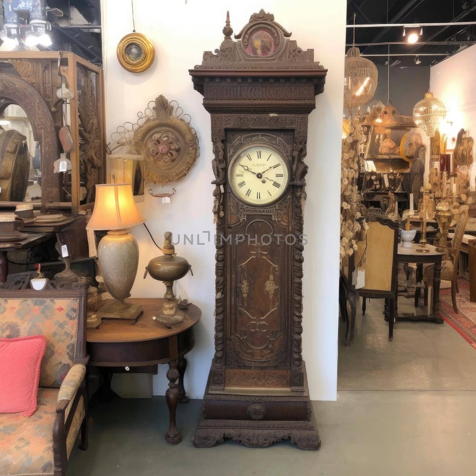 Antique clock in a vintage furniture store (ID: 001816)