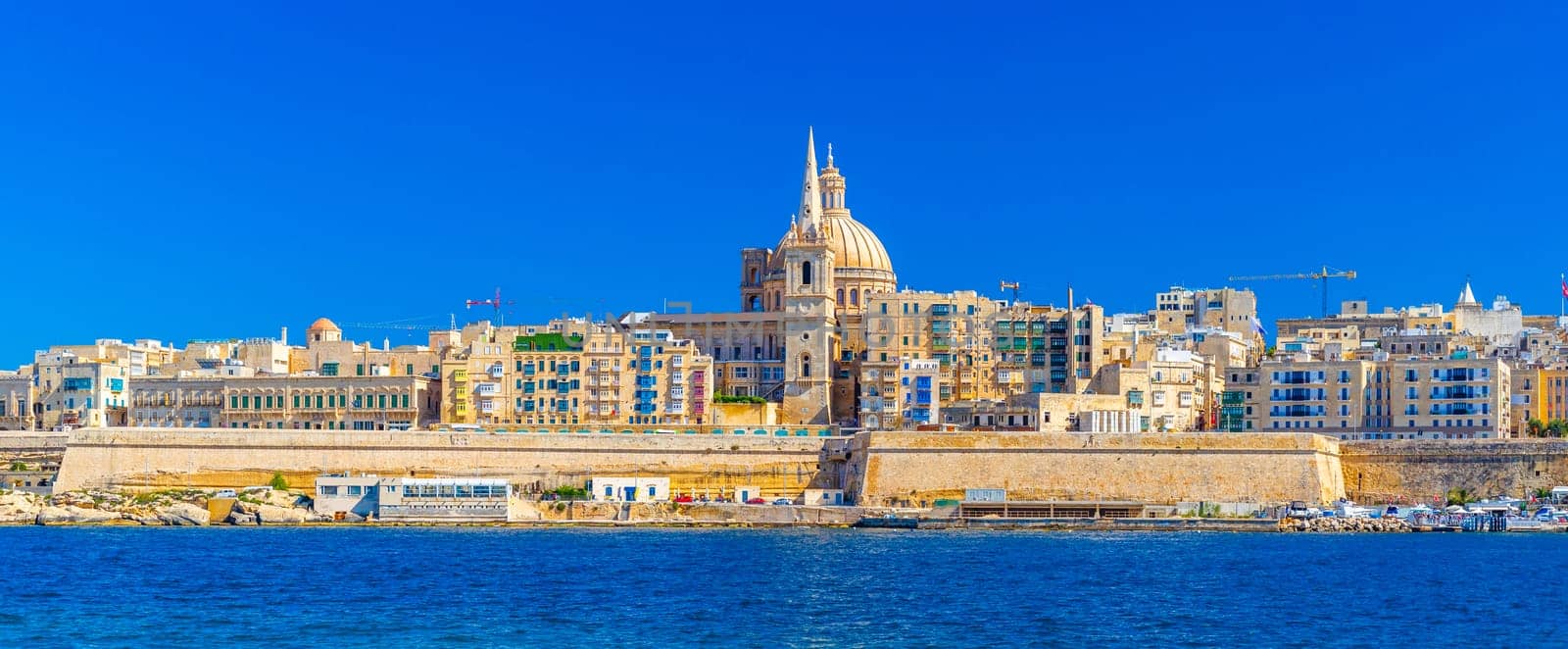 Beautiful cityscape of Valletta with clear blue sky.