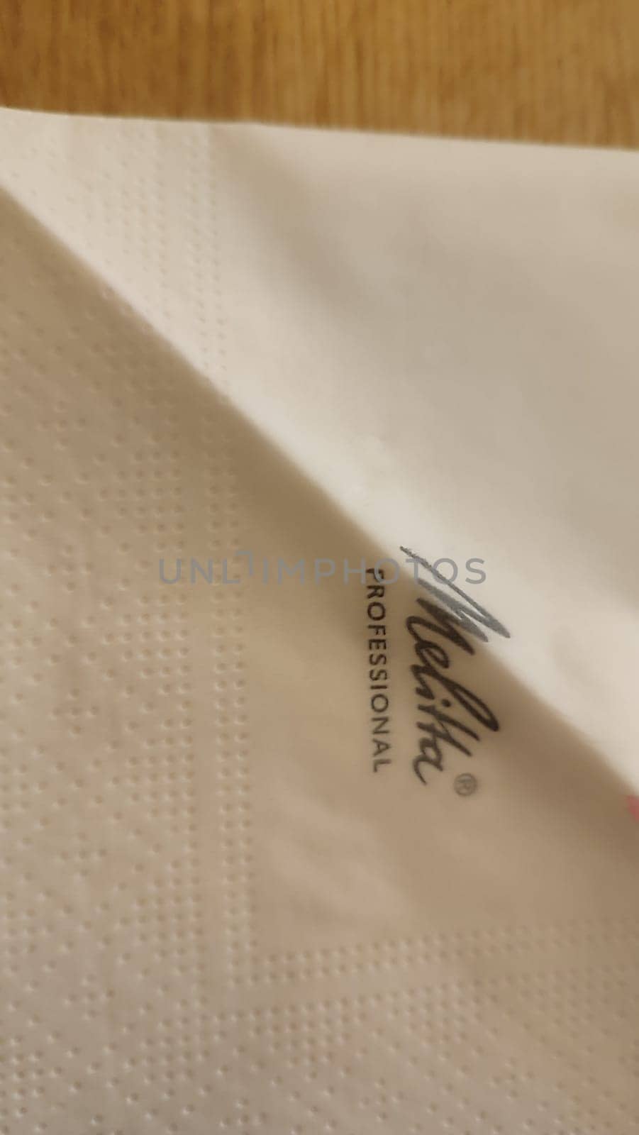 October 17 2024 Bad Schandau Germany Europe Napkin Melitta Professional cafe bar restaurant sign logo editorial shotlisttravel travel tourism objects High quality photo design decor white background