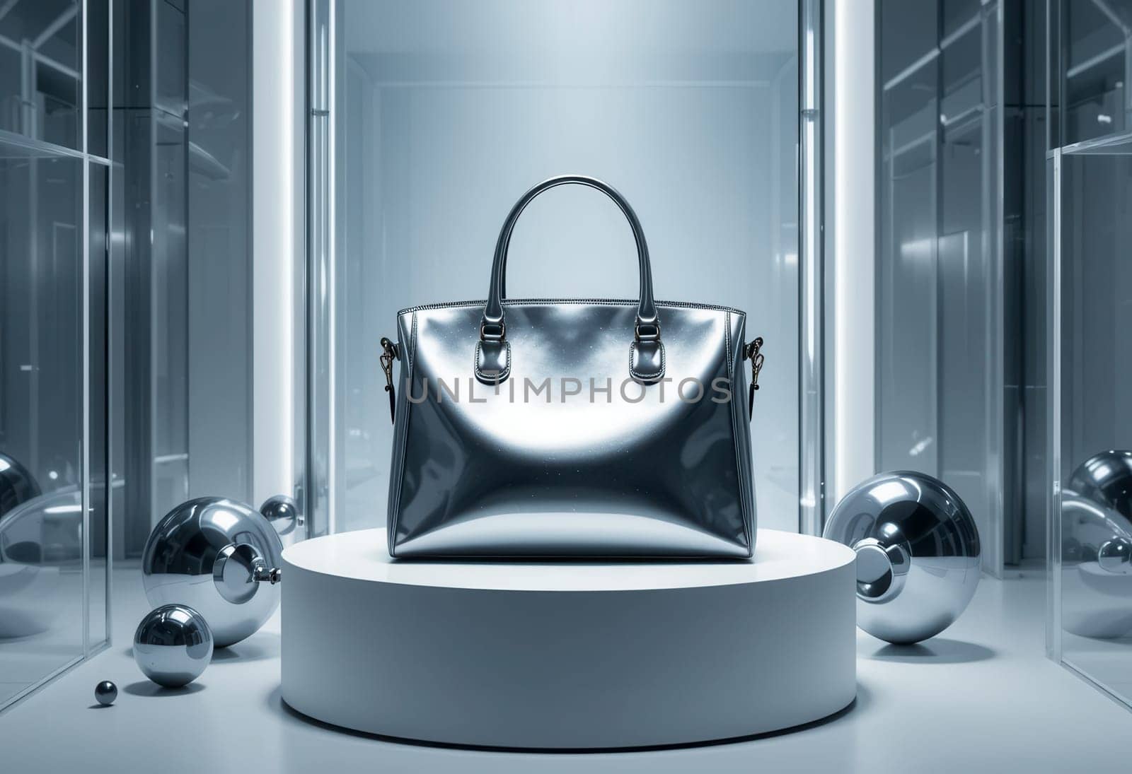 Silver Handbag on Display