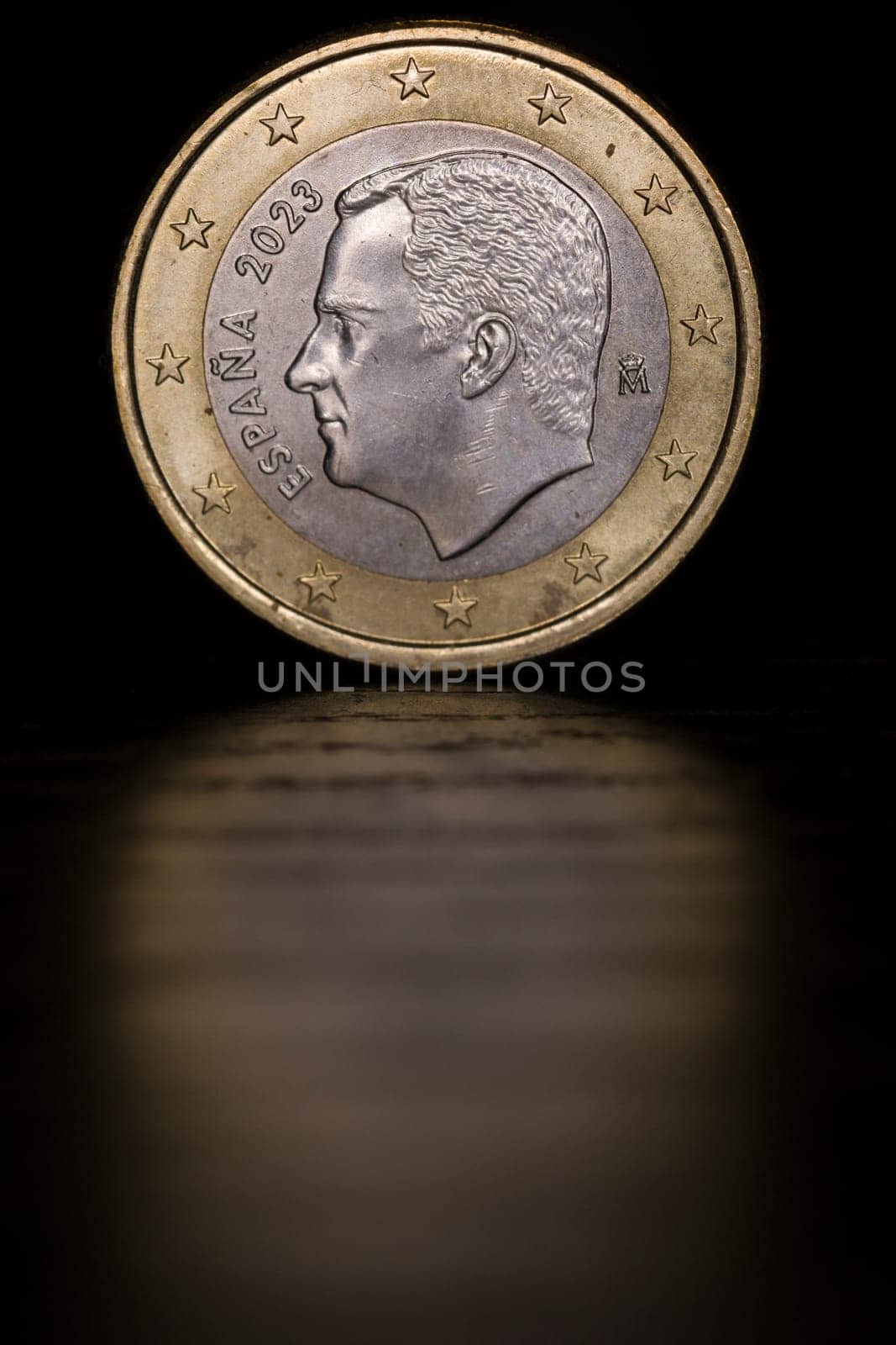 spanische 1-Euro Münze mit dem Portrait König FelipeVI.
