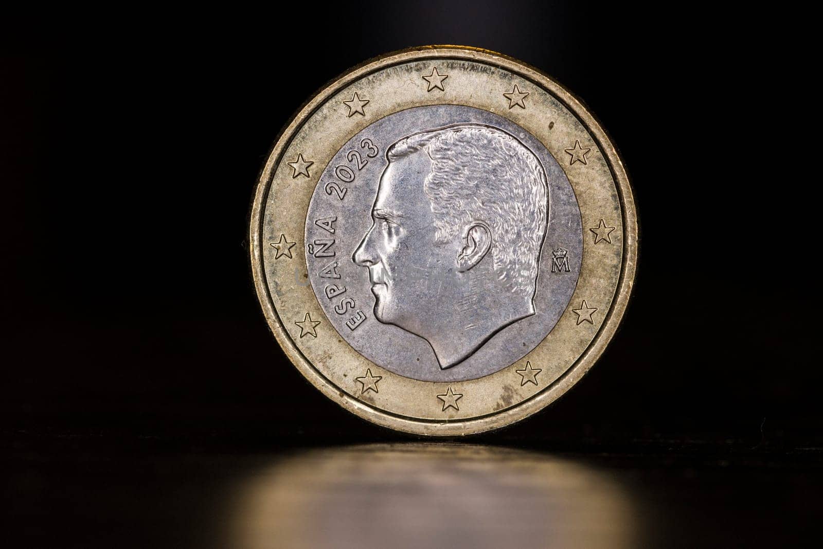 spanische 1-Euro Münze mit dem Portrait König FelipeVI.