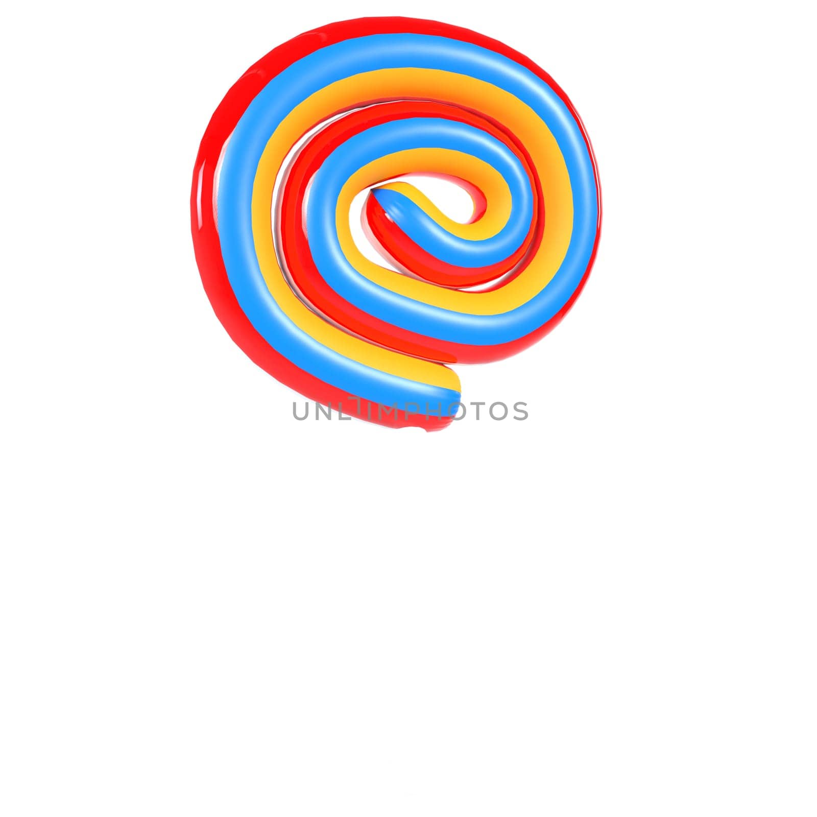 Bright twisted candy in red, yellow, and blue colors displayed beautifully.