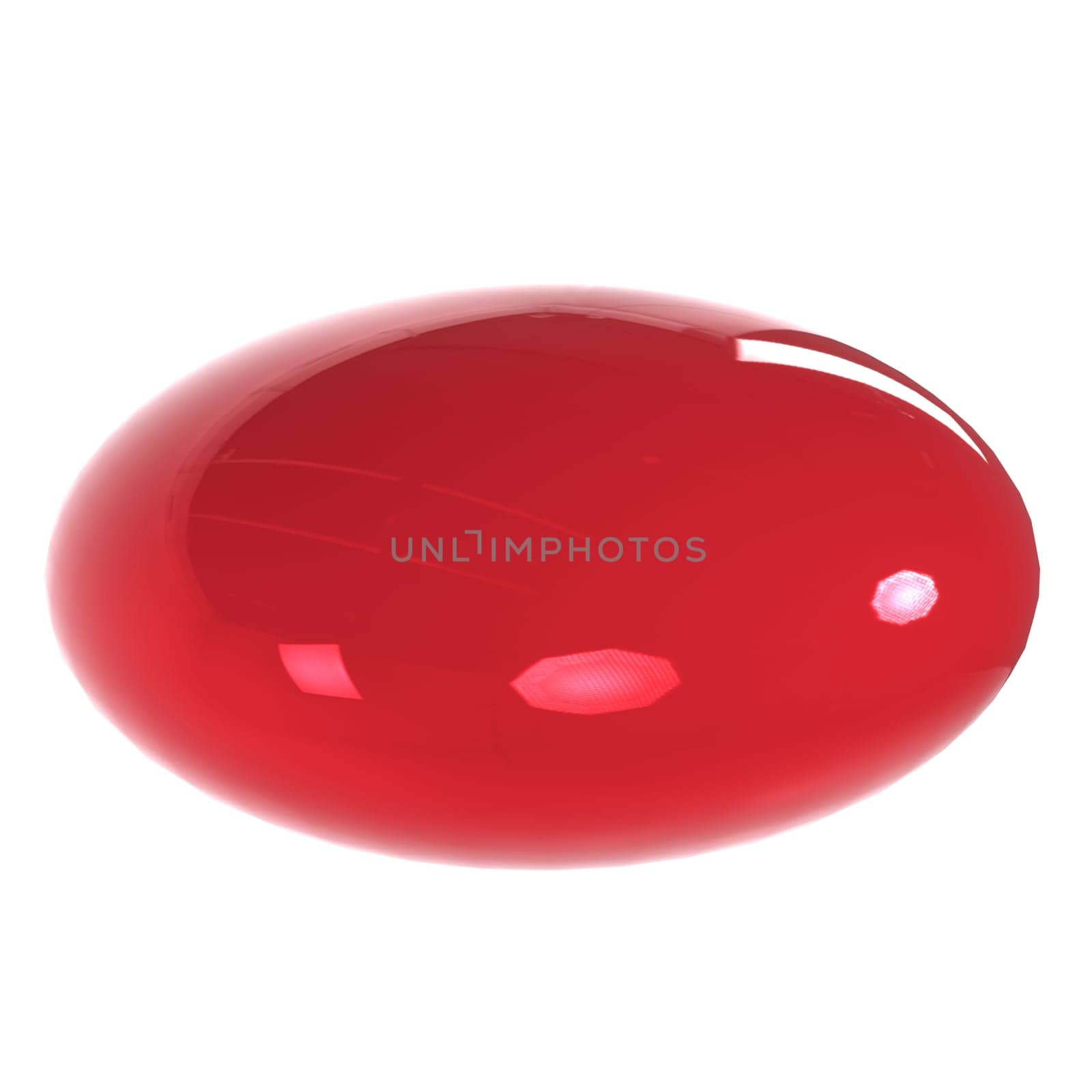 Smooth and shiny red oval shape placed on a white surface.