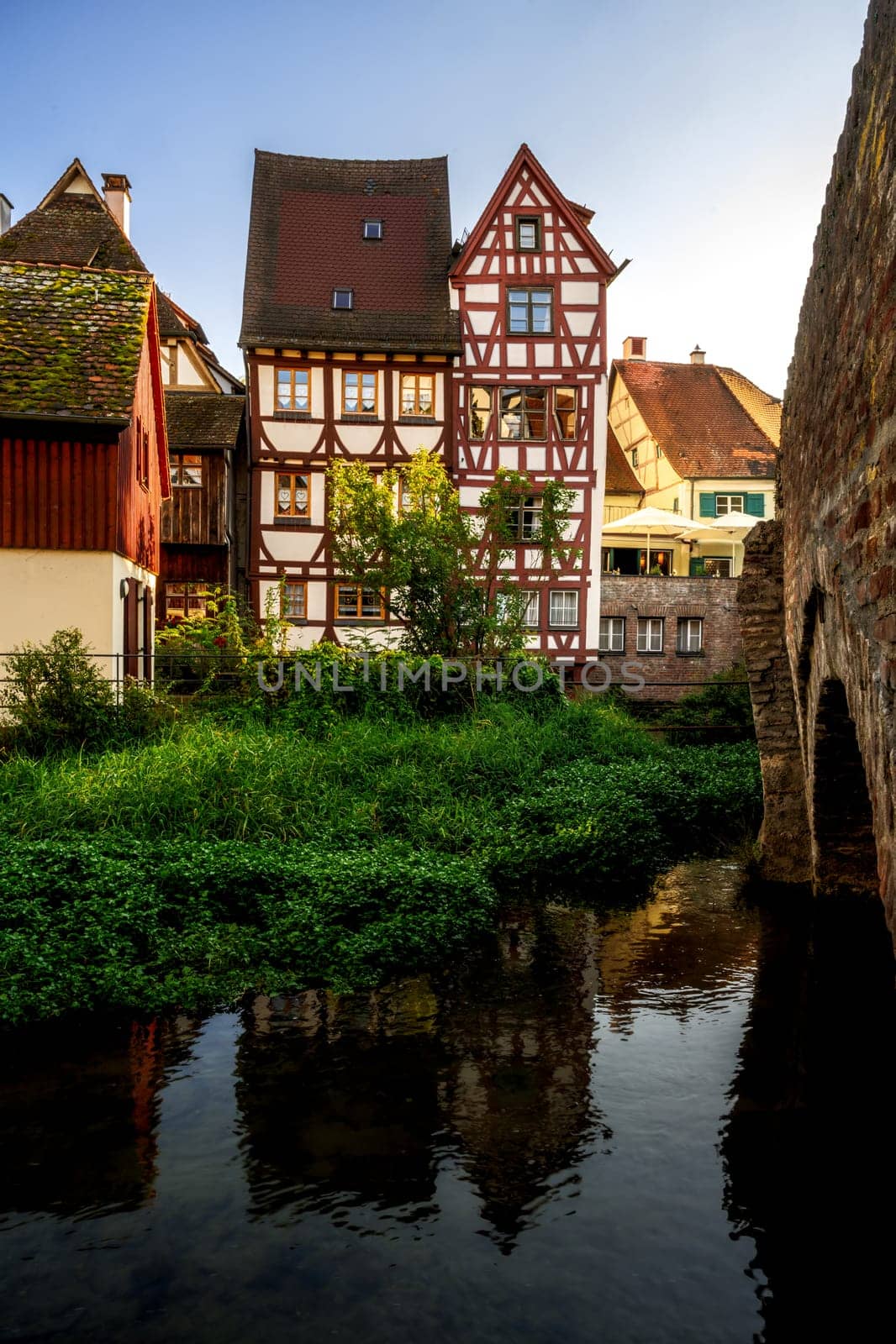 The historic Fischerviertel (fishermen's quarter) in the historic old town of Ulm (Germany)