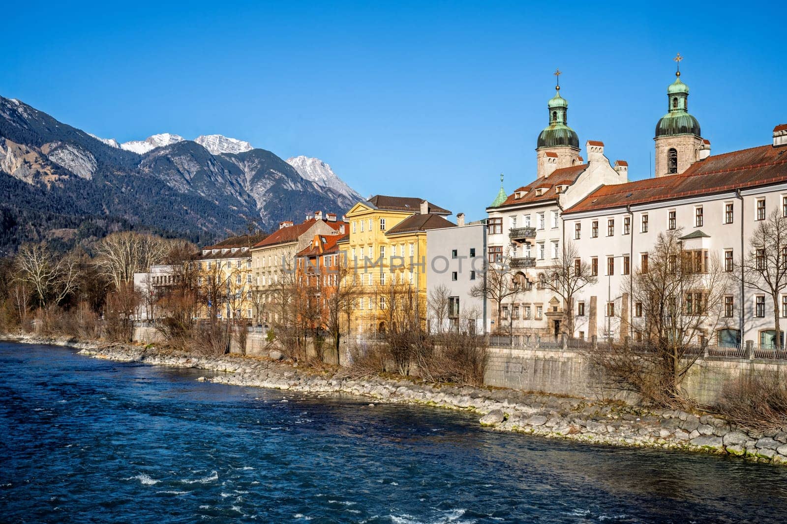 Historic Innsbruck Cathedral at the Inn river