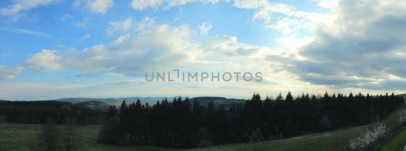 Spring hike through the beautiful Rhoen mountains around the Wasserkuppe - Hesse - Germany. High quality photo
