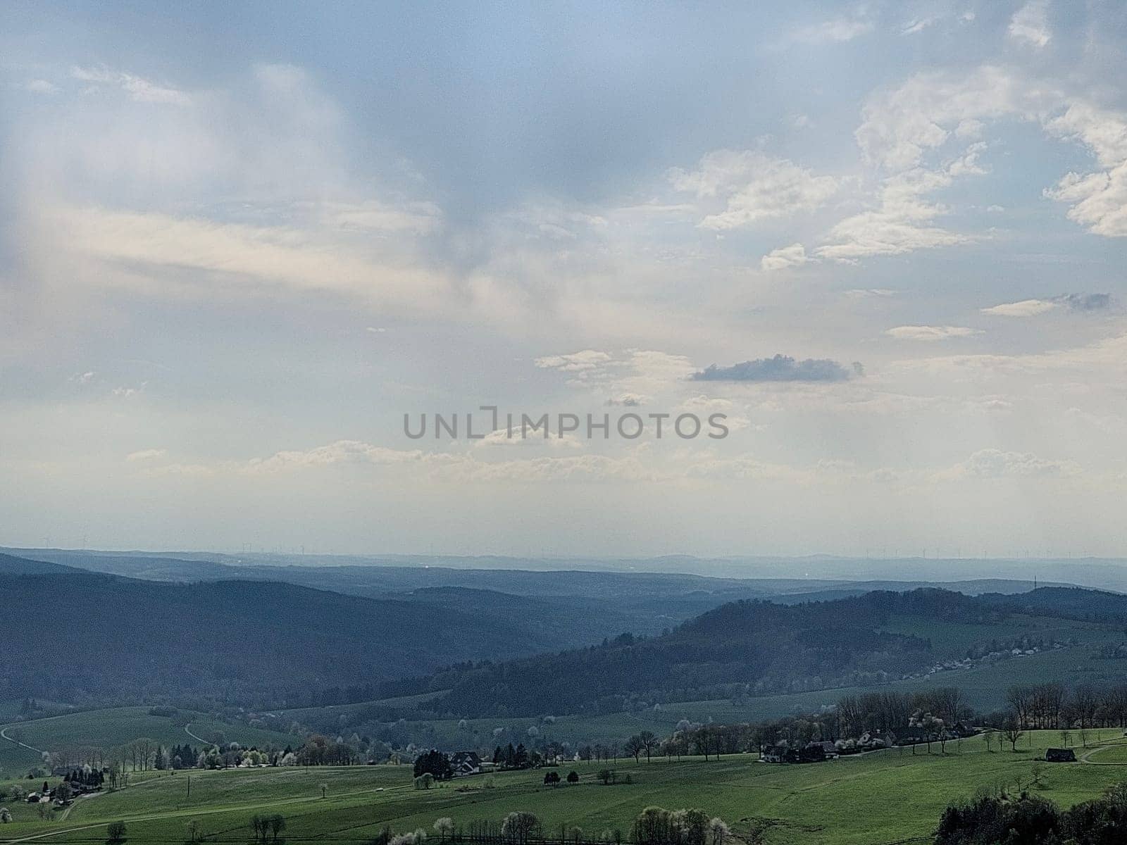 Spring hike through the beautiful Rhoen mountains around the Wasserkuppe - Hesse - Germany. High quality photo