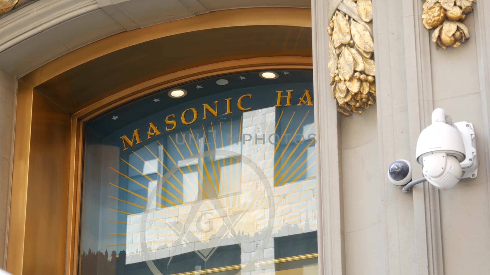 New York City, United States - 6 Sept 2023: Grand Lodge of Masons building facade on Manhattan street. Freemasons headquarters architecture. Masonry organization in NYC, USA. Masonic Hall exterior.