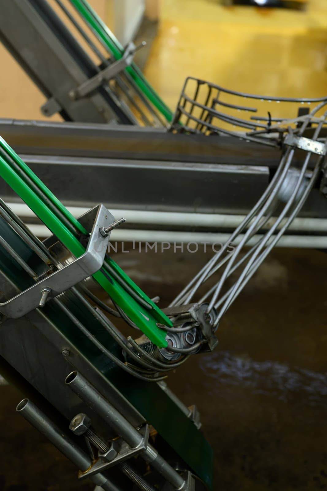 Industrial machinery system in a modern food manufacturing plant.