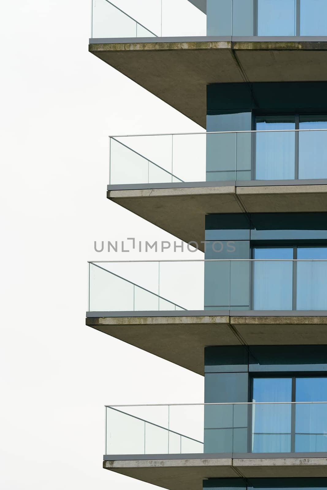 Facade of a residential building with balcony in the city center of Swinoujscie in Poland