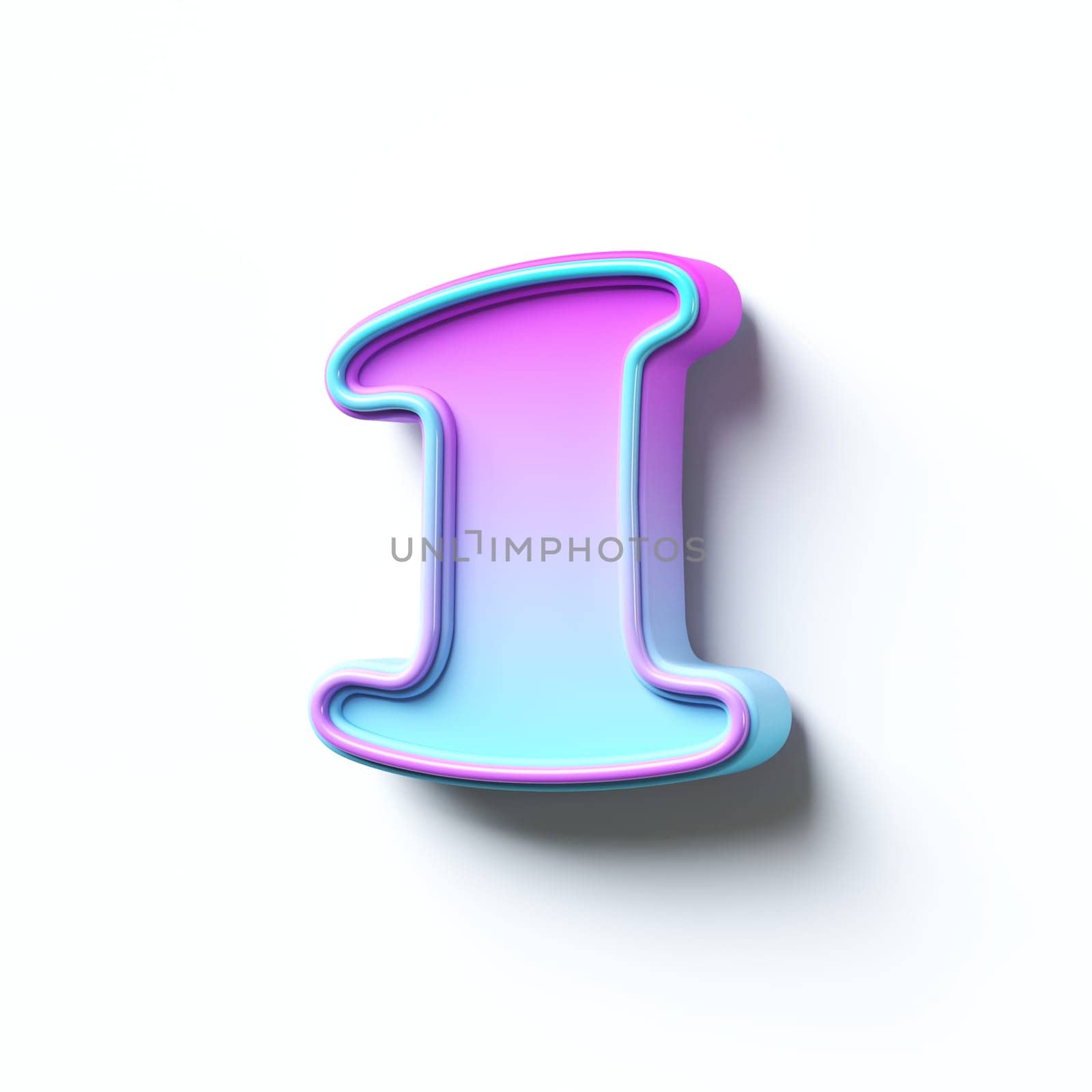 Pink blue gradient cartoon font Number 1 ONE 3D rendering illustration isolated on white background