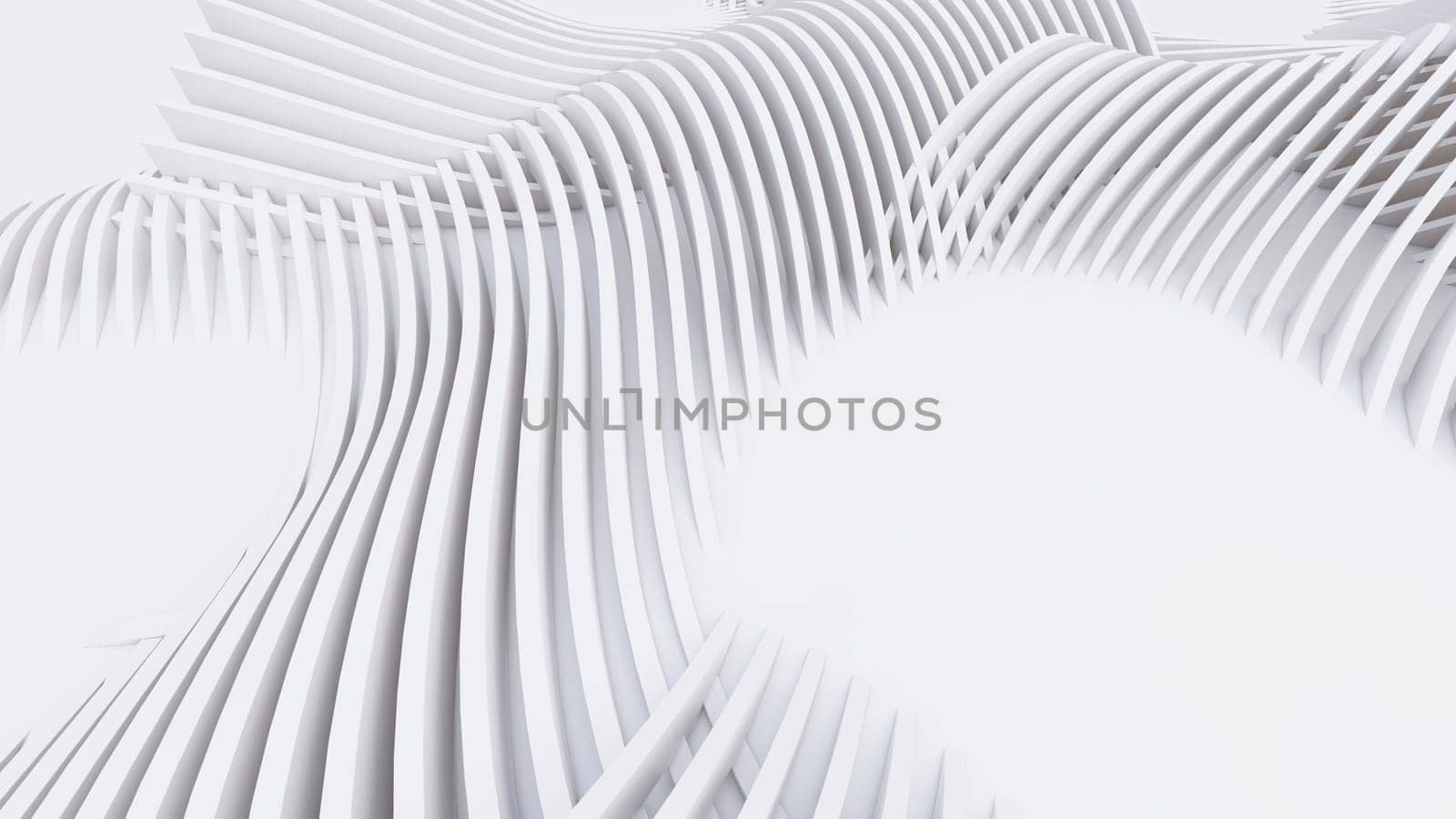 Abstract Curved Shapes. White Circular Background. Abstract background. 3d illustration
