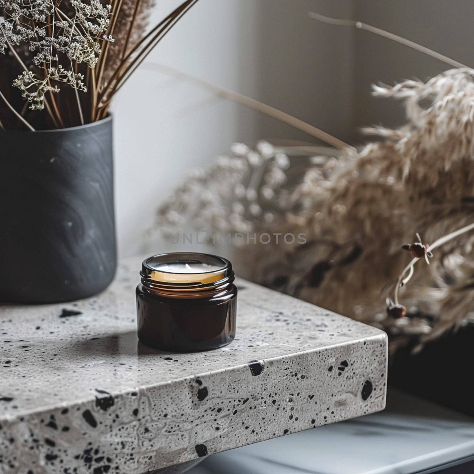 Cosmetic cream in a glass jar. Skin care concept. Background for beauty products