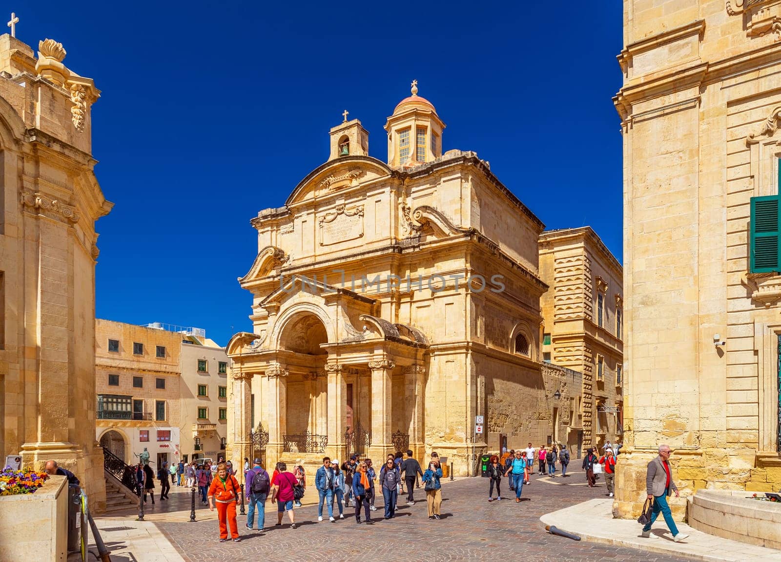 Valletta, Malta - April 2, 2025: The Church of St Catherine of Alexandria, Knisja Santa Katerina tal-Italja