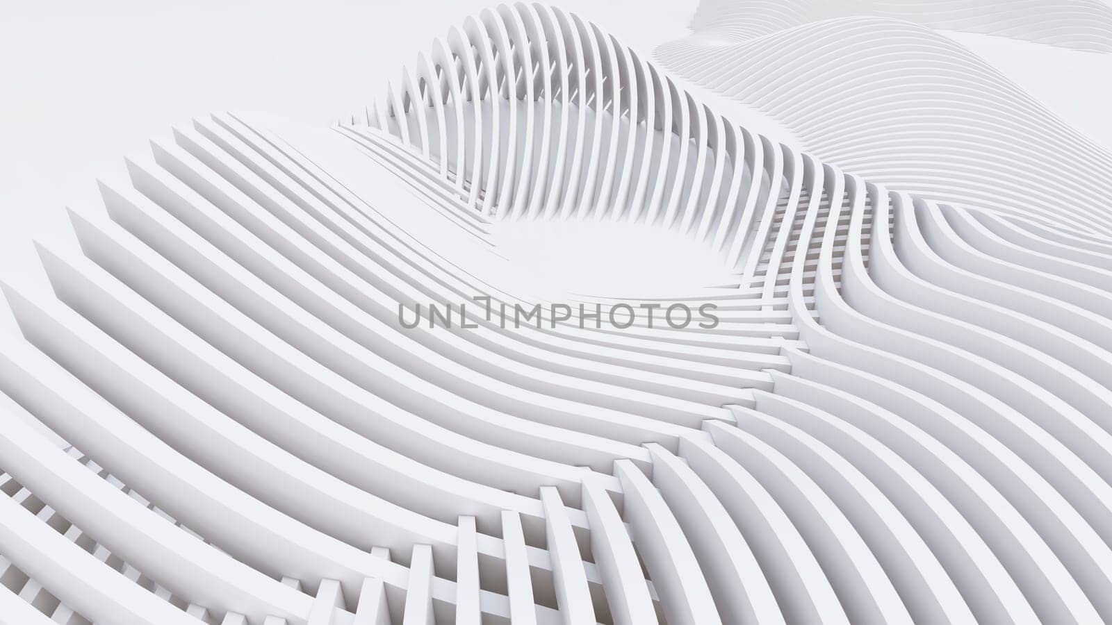 Abstract Curved Shapes. White Circular Background. Abstract background. 3d illustration