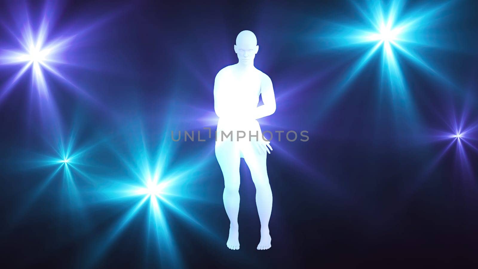 Woman dance with lights. Computer generated 3d render