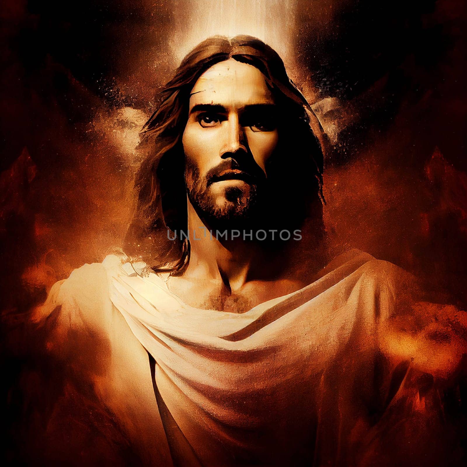 Resurrection of Jesus Christ in heaven surrounded by light, bible story, religion and faith of christianity, generative AI