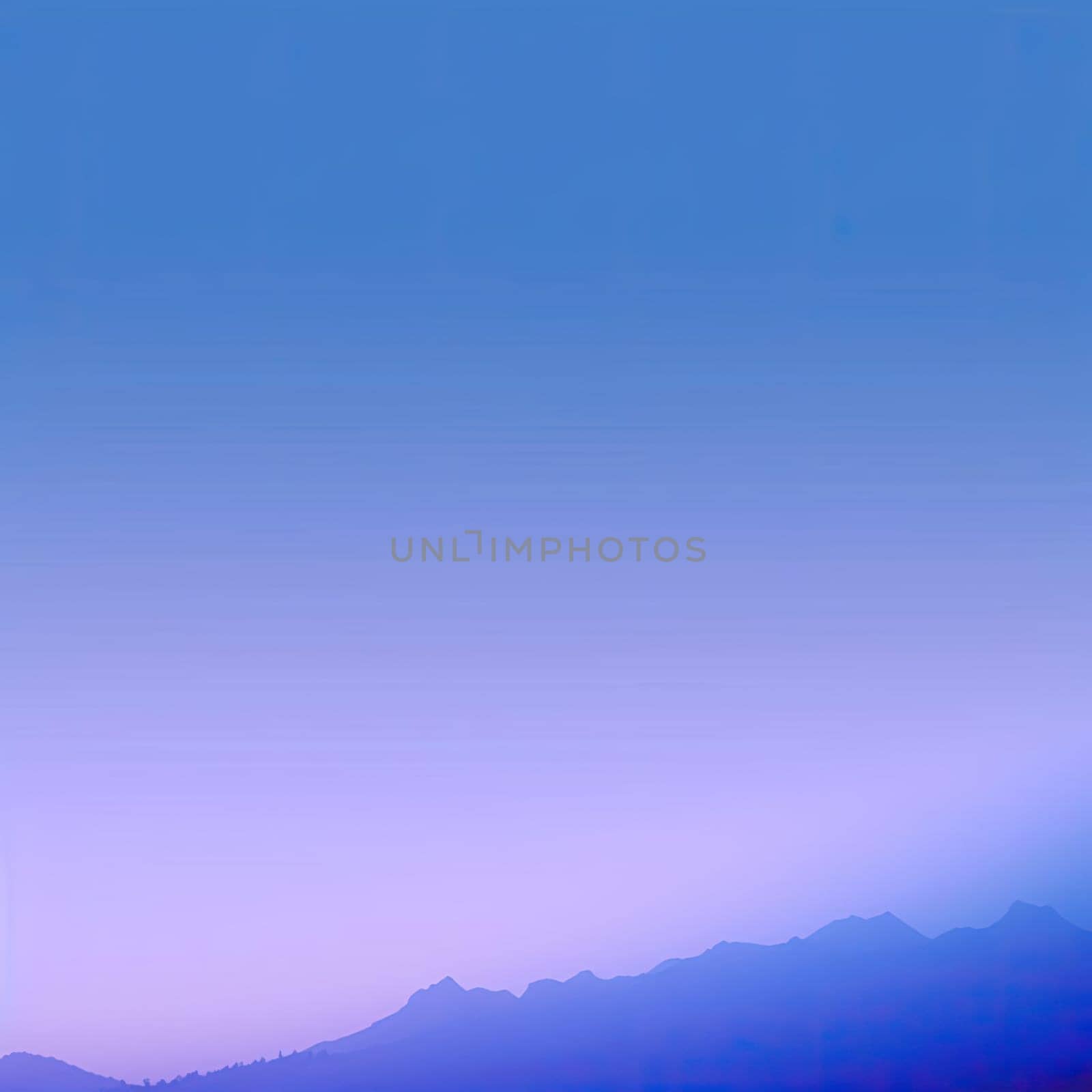 Sunset over mountains with blue sky, nature background - vector illustration